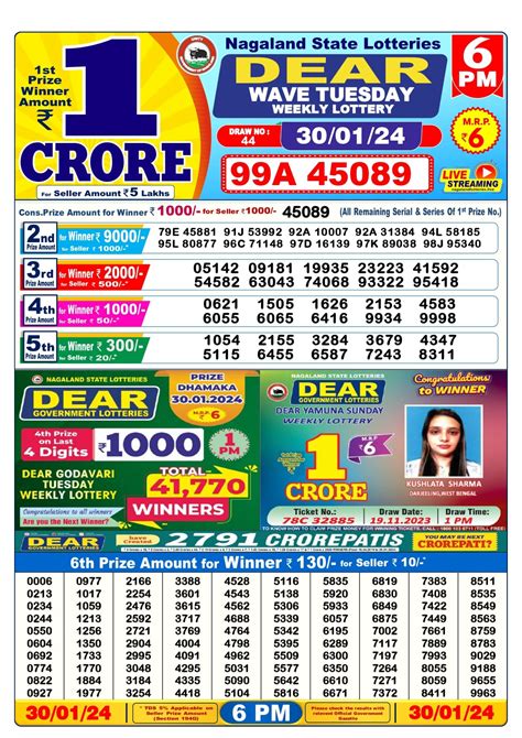 30 Tarik Lottery Result 1 PM 6 PM 8 PM 30.